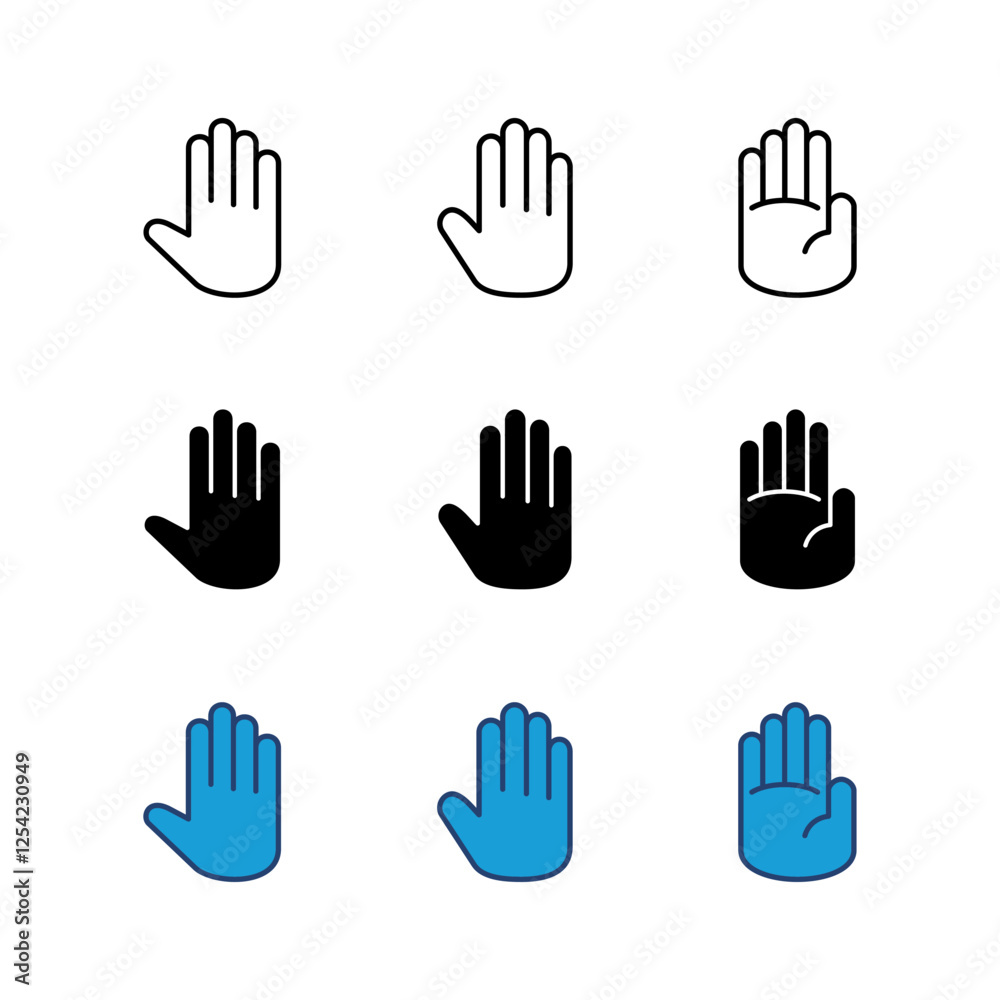 Hand icon set. hand vector icon, palm,click Hand icon set. hand vector icon, palm,click