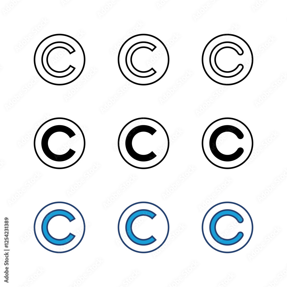 Copyright icon set. copyright symbols Copyright icon set. copyright symbols
