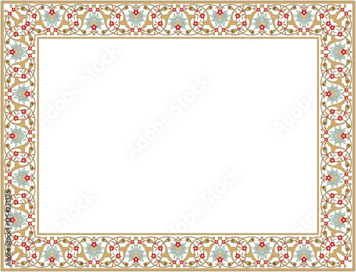 Vector illustration for Arabic floral frame, Traditional Islamic design, turkish traditional floral ornament, Suitable for use in mosque decorations, backgrounds, calligraphy, frames.
