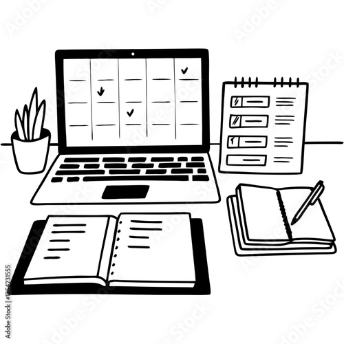 Wallpaper Mural vector illustration of a laptop with a pen Torontodigital.ca