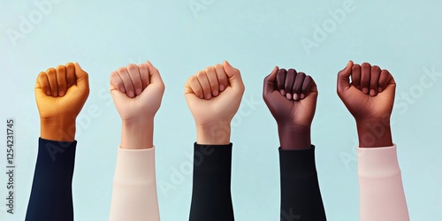 Diverse hands raised in unity showcasing strength and solidarity in a powerful display of community engagement