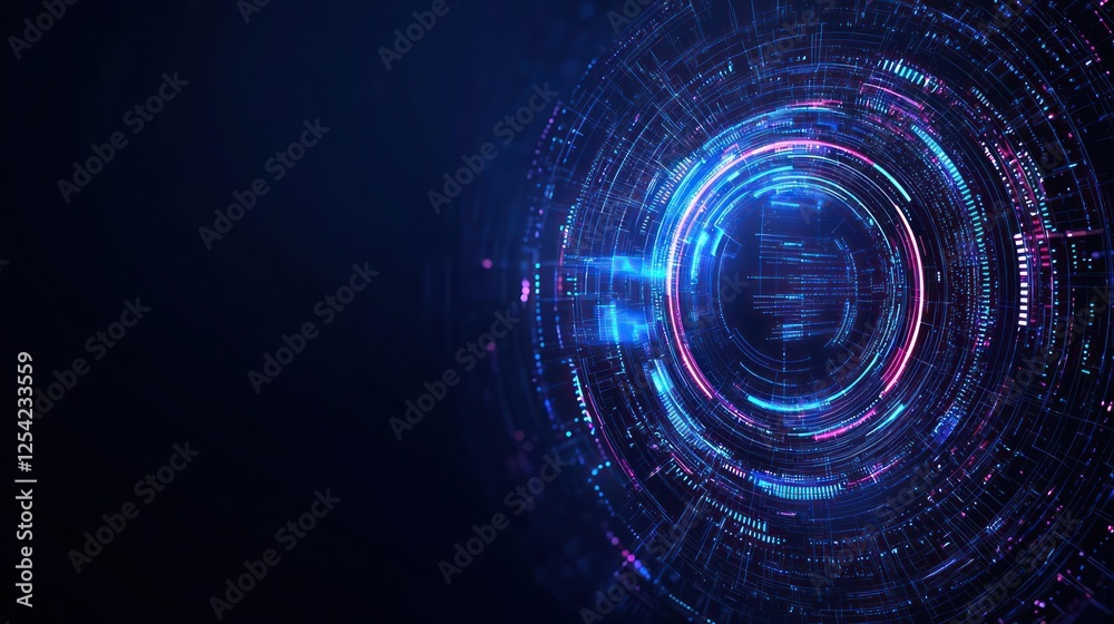 Abstract Digital Glowing Circles Design Abstract Digital Glowing Circles Design