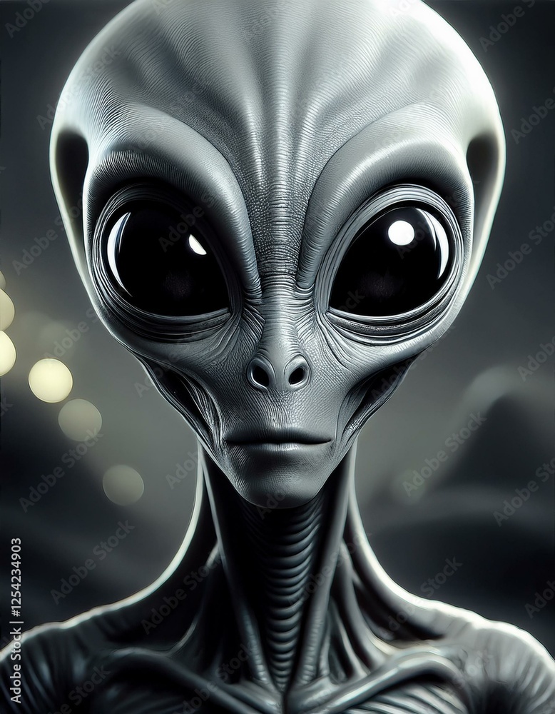portrait of a grey alien