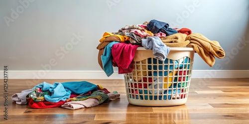 Wallpaper Mural Clothes scattered around a laundry basket, floor mess, untidiness,  floor mess Torontodigital.ca