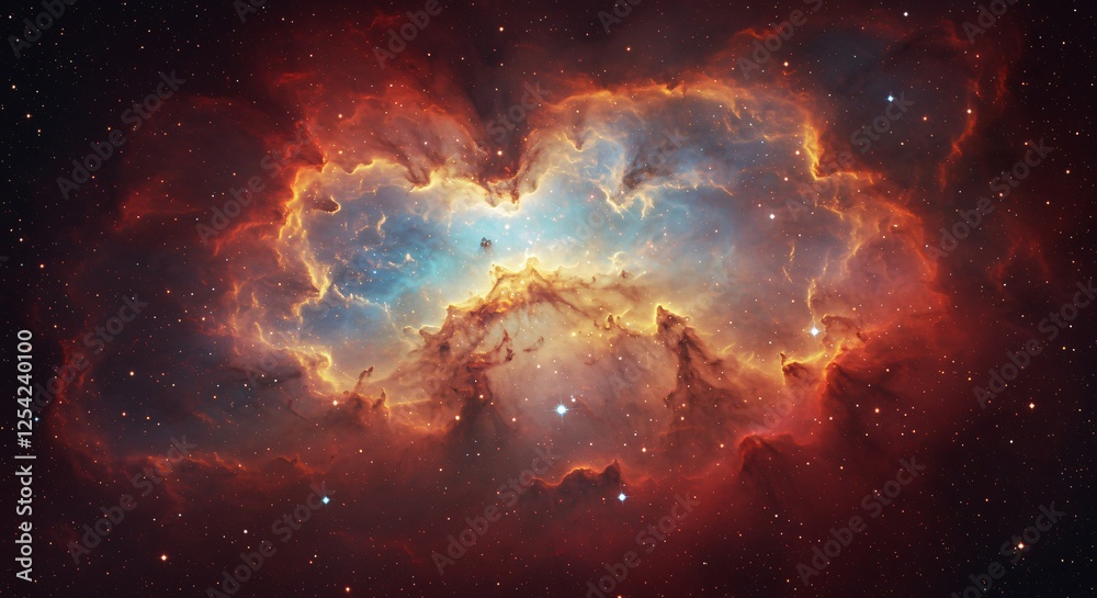 Fototapeta premium Cosmic nebula-inspired textures with vibrant colors and glowing stars