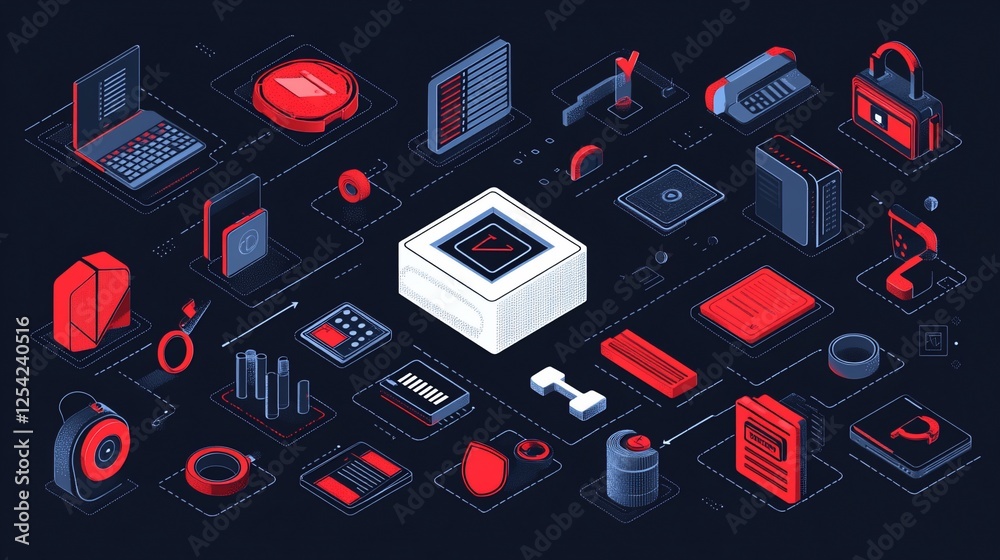 Data security isometric illustration; network, cyber, privacy, protection, digital assets, background Data security isometric illustration; network, cyber, privacy, protection, digital assets, background