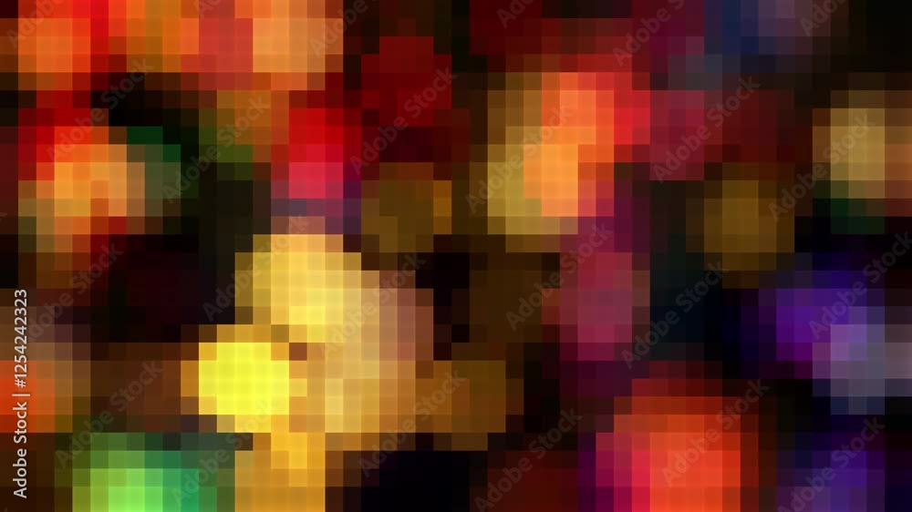 Geometric Abstract Pixels Rainbow motion Background. Multicolored Shapes Animation, 4k