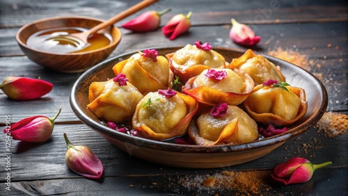 Deep-fried dumplings soaked in a fragrant syrup made from rose petals and sugar , Food, Dumplings photo