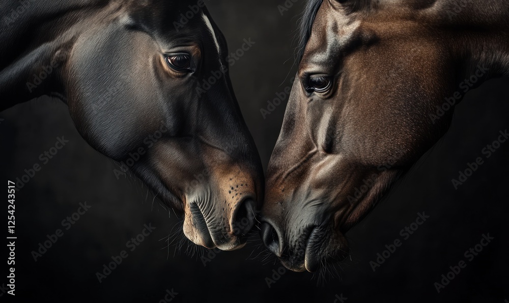 Obraz premium Equine Elegance: A Study in Dark Horses