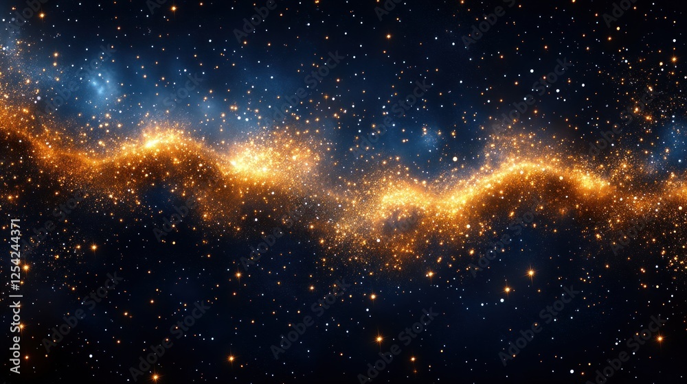 Obraz premium Cosmic nebula with swirling orange and blue gas clouds in deep space.