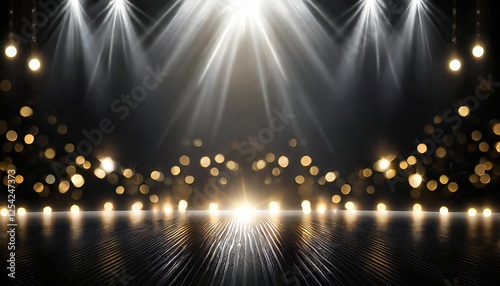 輝く黒色のステージ。華やかな黒の舞台。A shiny black stage. A shiny black stage.