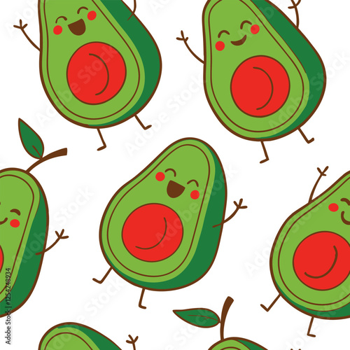 seamless pattern with happy avocado