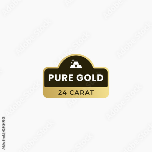 pure gold label vector isolated eps. Best 24 karat gold label for product packaging design element.