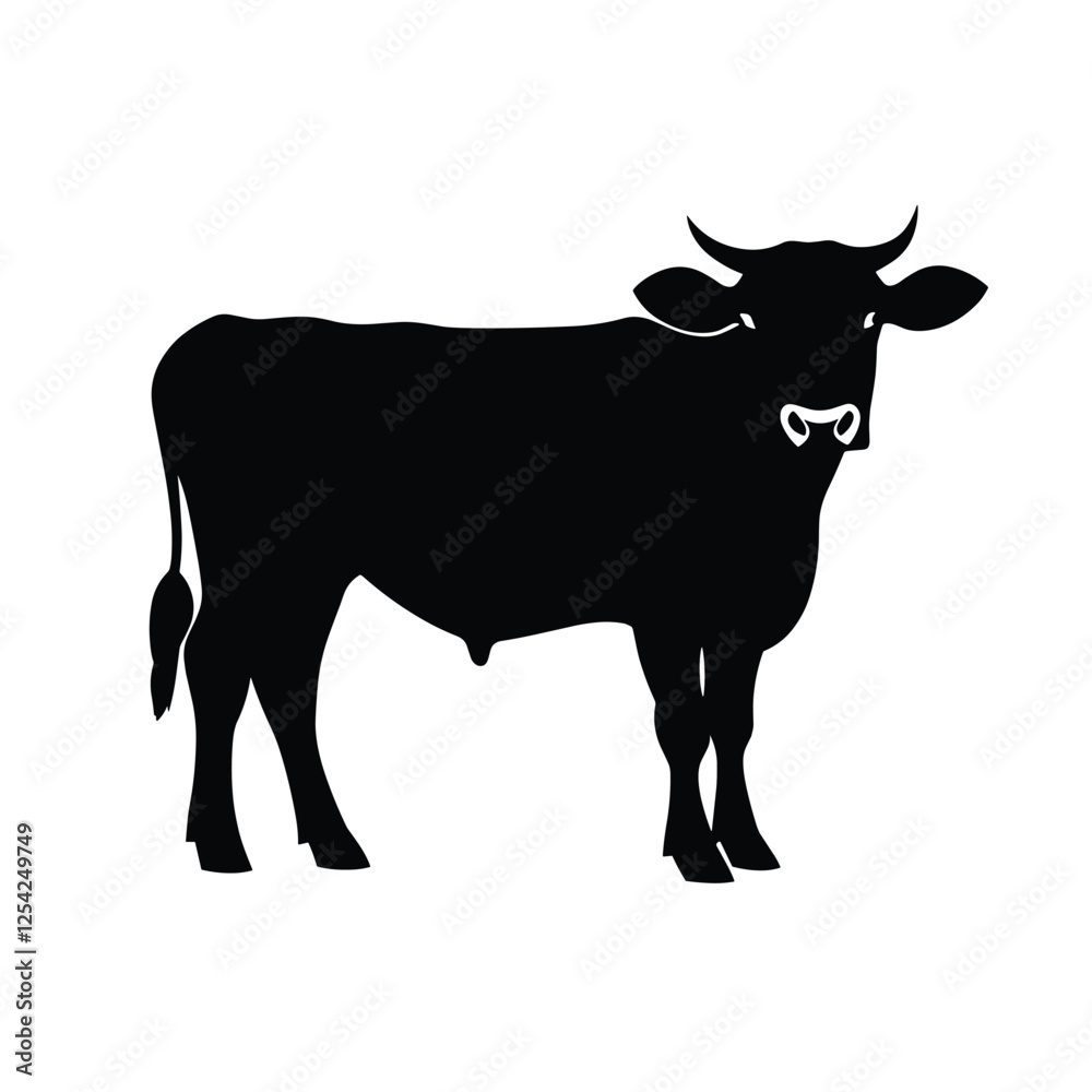 Black Silhouette of a Cow - Livestock Animal Silhouette Vector Black Silhouette of a Cow - Livestock Animal Silhouette Vector