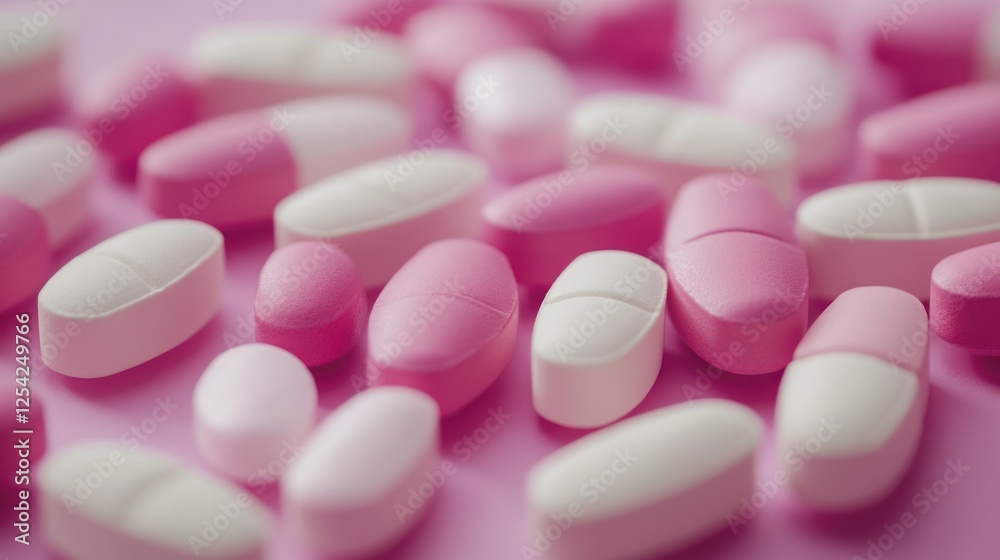 Pink and White Pills Close Up Pink and White Pills Close Up