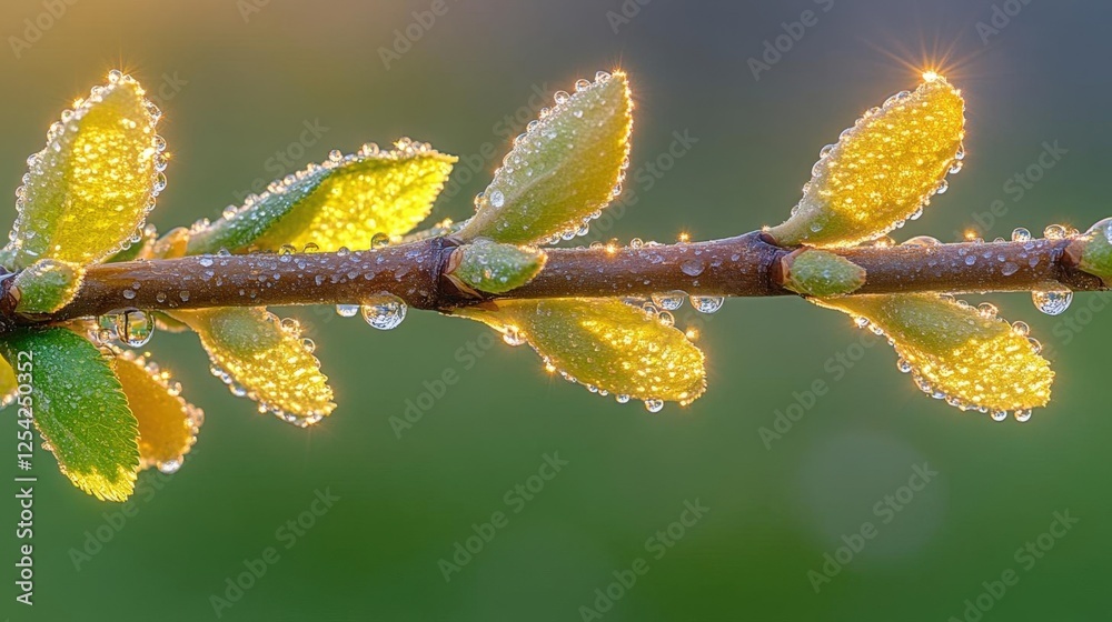 Dew Drops On Tender Spring Leaves Dew Drops On Tender Spring Leaves