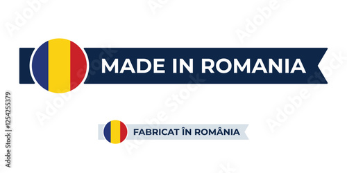 Tableau sur toile Made in Romania label with Romanian flag colors