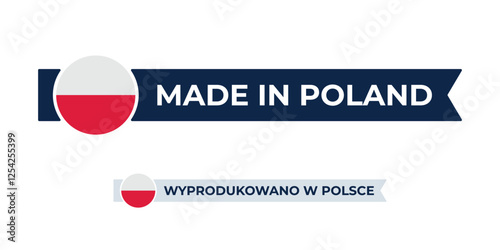 Made in Poland label with Polish flag colors. High-quality certification badge for Polish products, branding, and manufacturing authenticity