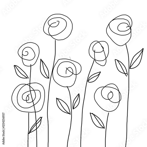  Hand drawing abstract floral background , rose flower 
