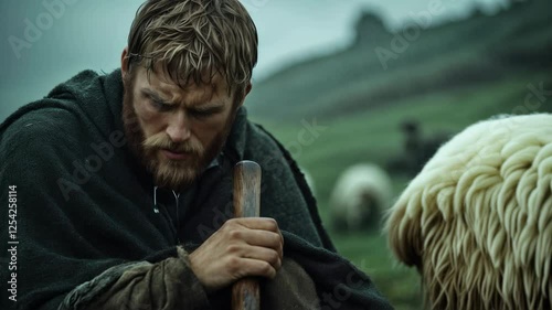 Scene from the life of St. Patrick. Shepherd unbroken in spirit