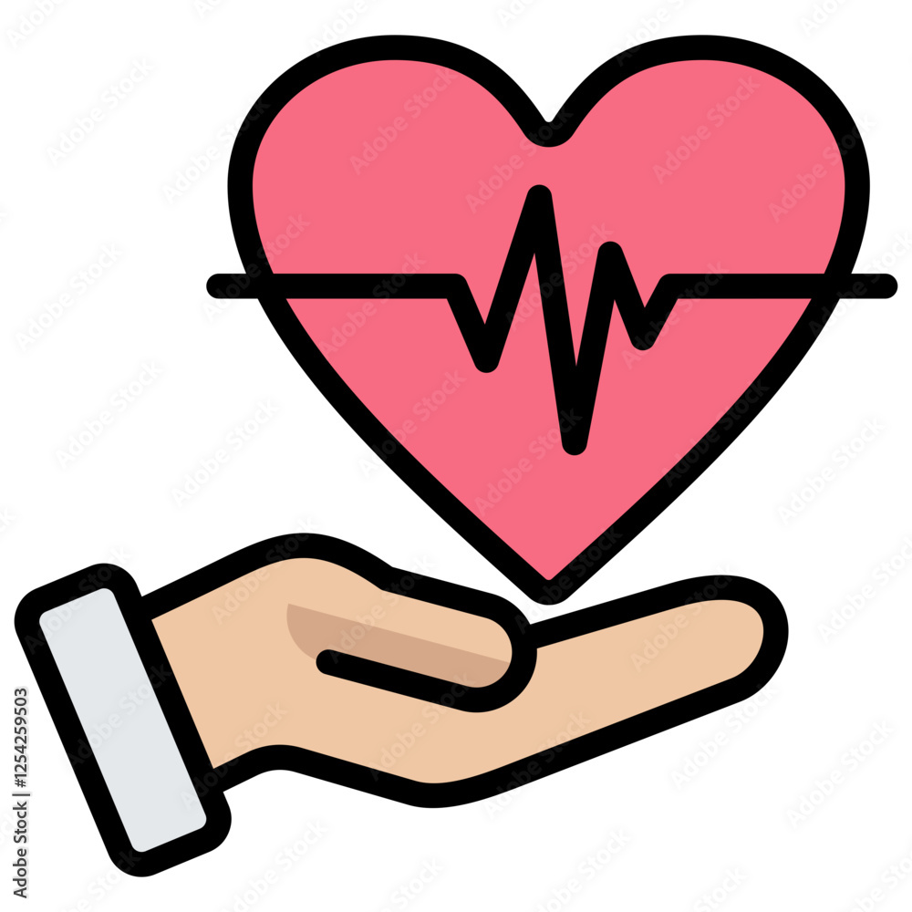 Heart Care Outline Color Icon Heart Care Outline Color Icon