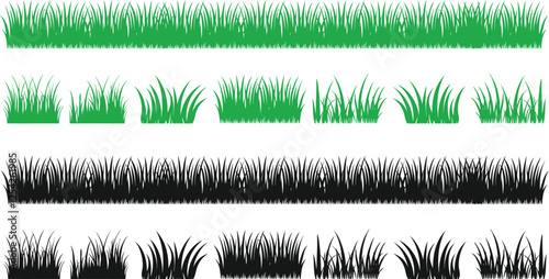 Vector Set of Green Grass Silhouettes Isolated on White Background  Eco-Friendly Nature Illustration for Organic Design