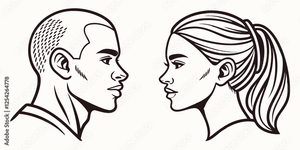 Man and woman avatar profile. Male and Female face silhouette or icon. Vector illustration.
Man and woman avatar profile. Male and Female face silhouette or icon. Vector illustration.