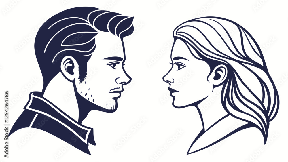 Man and woman avatar profile. Male and Female face silhouette or icon. Vector illustration.
Man and woman avatar profile. Male and Female face silhouette or icon. Vector illustration.