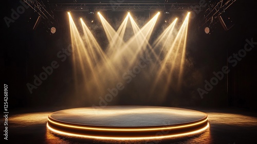 Podium stage for television studio modern theater shows concept background wallpaper