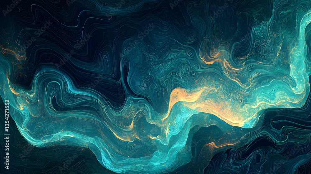 Abstract Teal and Gold Swirling Marble Texture Background Abstract Teal and Gold Swirling Marble Texture Background