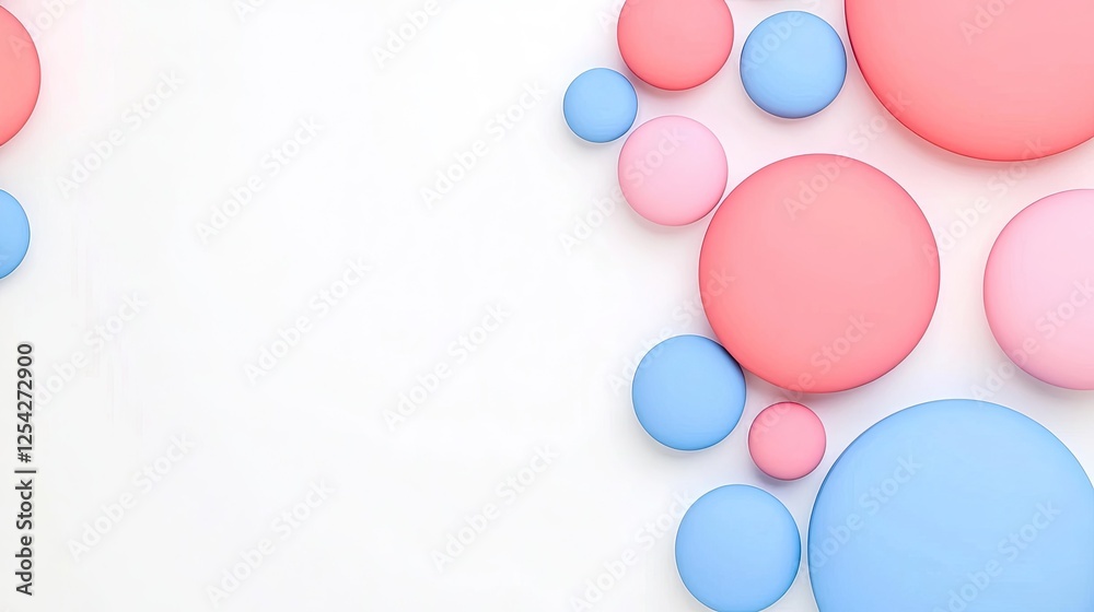 Colorful abstract circles in pink and blue arranged on a white background for design use Colorful abstract circles in pink and blue arranged on a white background for design use