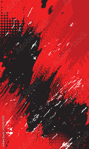 Abstract red and black grunge brush stroke texture background
