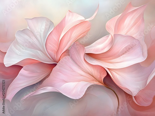 Wallpaper Mural Abstract Pink Flower Painting, Soft Pastel Floral Art Torontodigital.ca