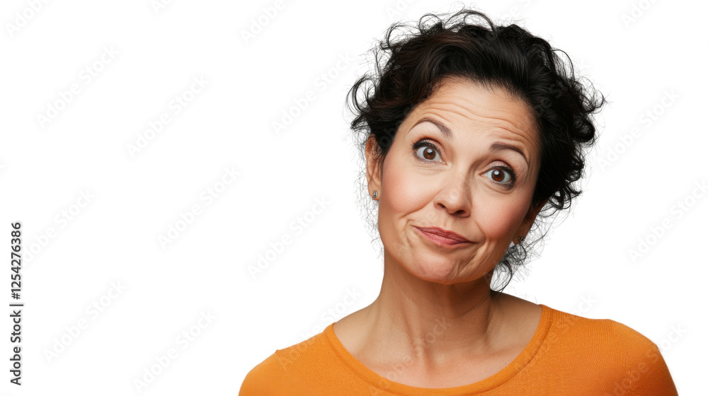 © Krtola  - Pensive mature woman making a funny face on transparent background