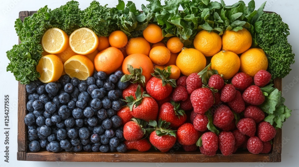 Vibrant still life of fresh fruits and vegetables, celebrating natural abundance and healthy living. Vibrant still life of fresh fruits and vegetables, celebrating natural abundance and healthy living.