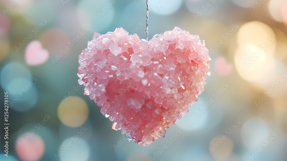 Pink Crystal Heart Suspended in Dreamy Light Pink Crystal Heart Suspended in Dreamy Light