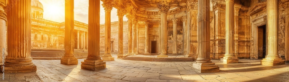 Fototapeta premium Ancient Columns Sunlight Courtyard Travel