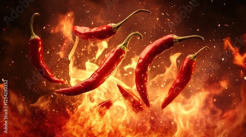 Fiery Chili Peppers Dance in a Blazing Inferno: A Culinary Symphony of Heat and Passion