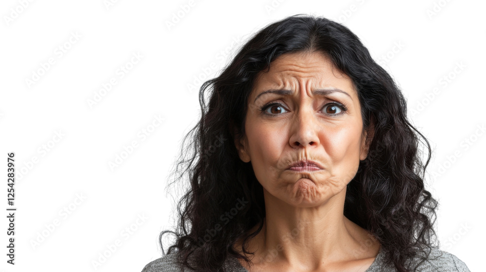 Mature hispanic woman making grimace with transparent background Mature hispanic woman making grimace with transparent background