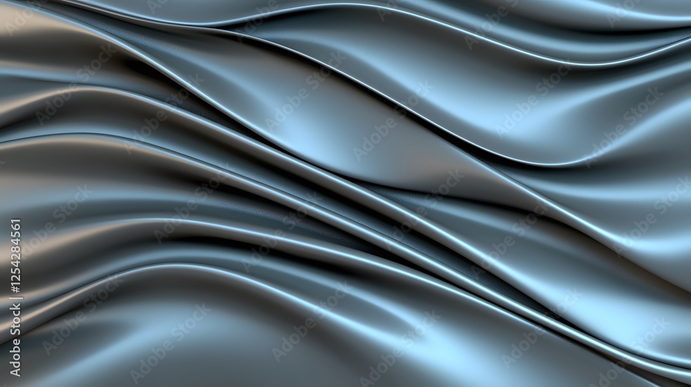 Fototapeta premium Smooth Blue Satin Fabric Texture with Elegant Drapery and Flow