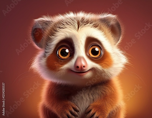 Niedliches Loris, bordeaux Hintergrund