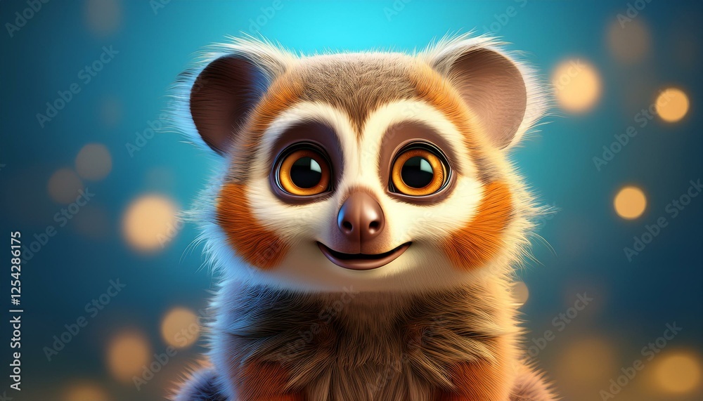Niedliches Loris, blauer Hintergrund Niedliches Loris, blauer Hintergrund