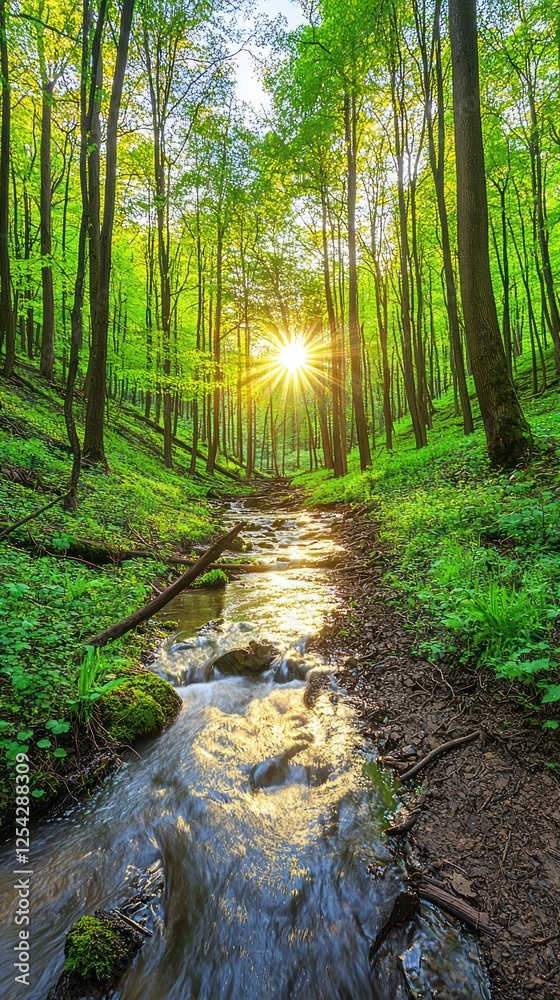Obraz premium Sunlit forest stream