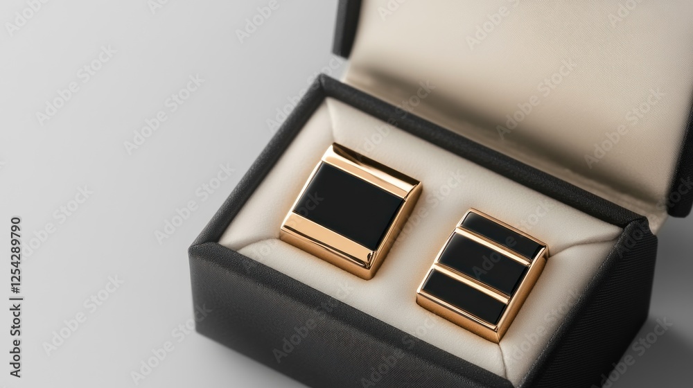 Elegant Black and Gold Cufflinks in Gift Box Elegant Black and Gold Cufflinks in Gift Box