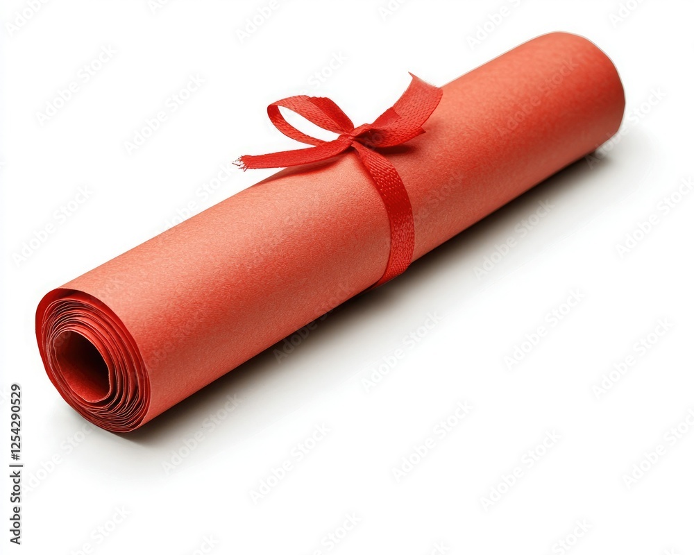 A rolled red paper scroll tied with a ribbon, symbolizing elegance, tradition, or a special message. A rolled red paper scroll tied with a ribbon, symbolizing elegance, tradition, or a special message.