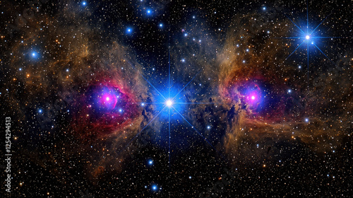 Stunning cosmic view of nebulae with vibrant colors and twinkling stars in deep space