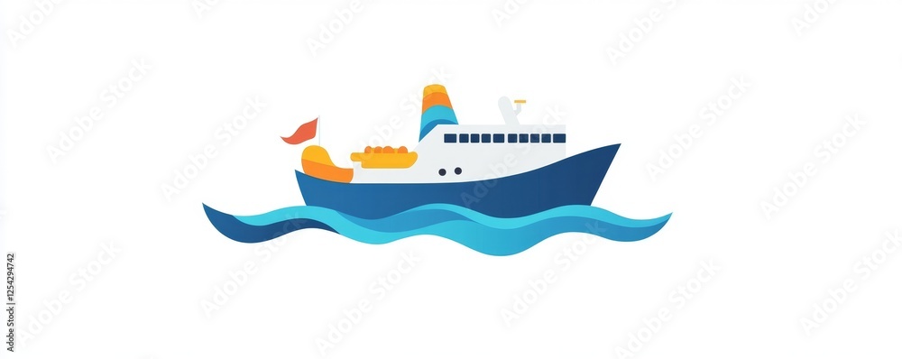 Cruise ship sailing ocean; white background, website icon Cruise ship sailing ocean; white background, website icon