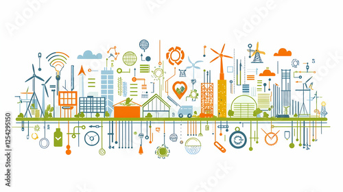 Sustainable City Eco-friendly urban landscape with renewable energy and technology