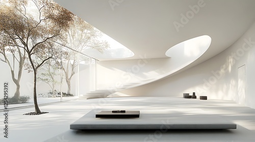 contemporary art museum interior with minimalist design 