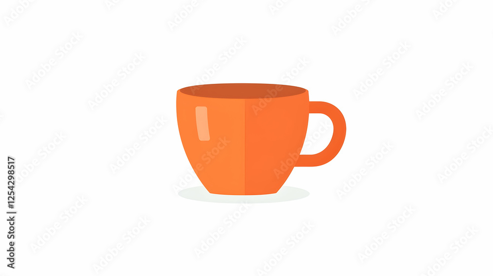 Orange coffee mug, minimalist design, white background, website icon, app design element Orange coffee mug, minimalist design, white background, website icon, app design element